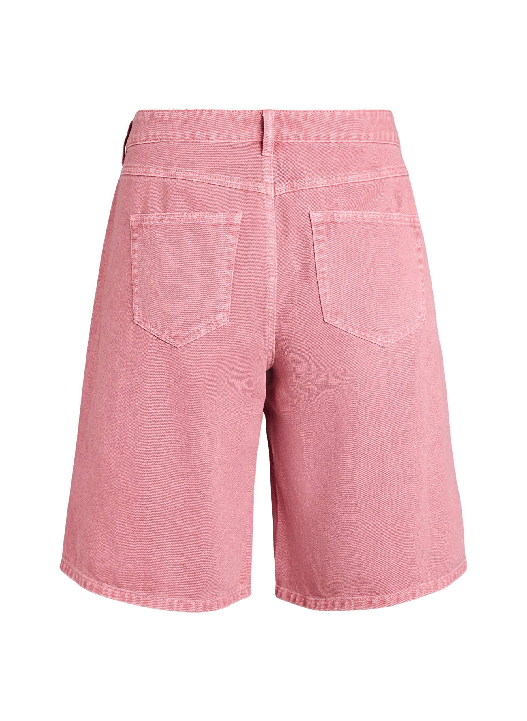 Zizzi Bermuda taille haute en jean de couleur, Rose poudr&eacute;e, Packshot image number 1