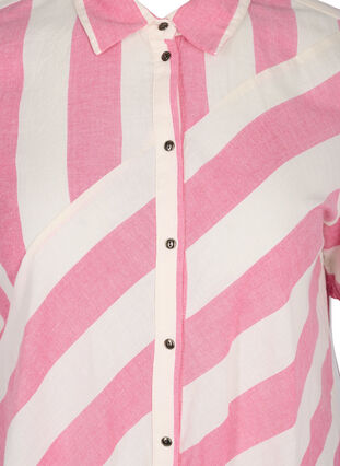 Robe chemise en coton à manches courtes avec rayures, Magenta Stripe, Packshot image number 2