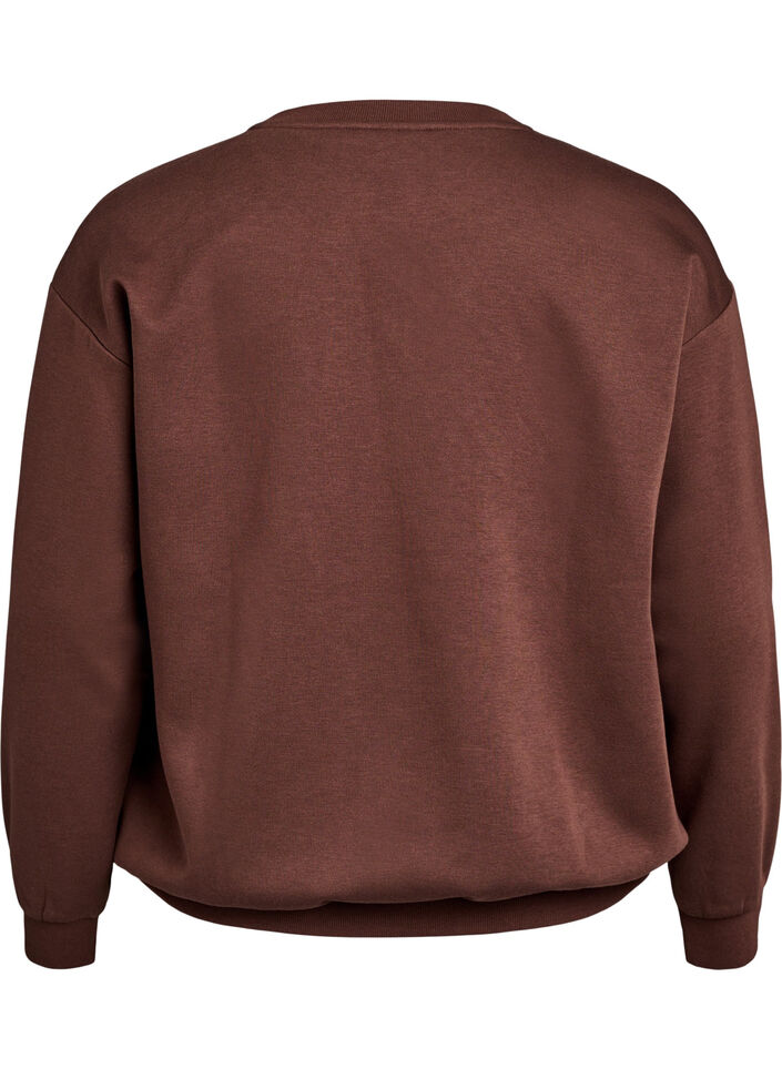 Sweat-shirt avec texte brodé, Marron, Packshot image number 1