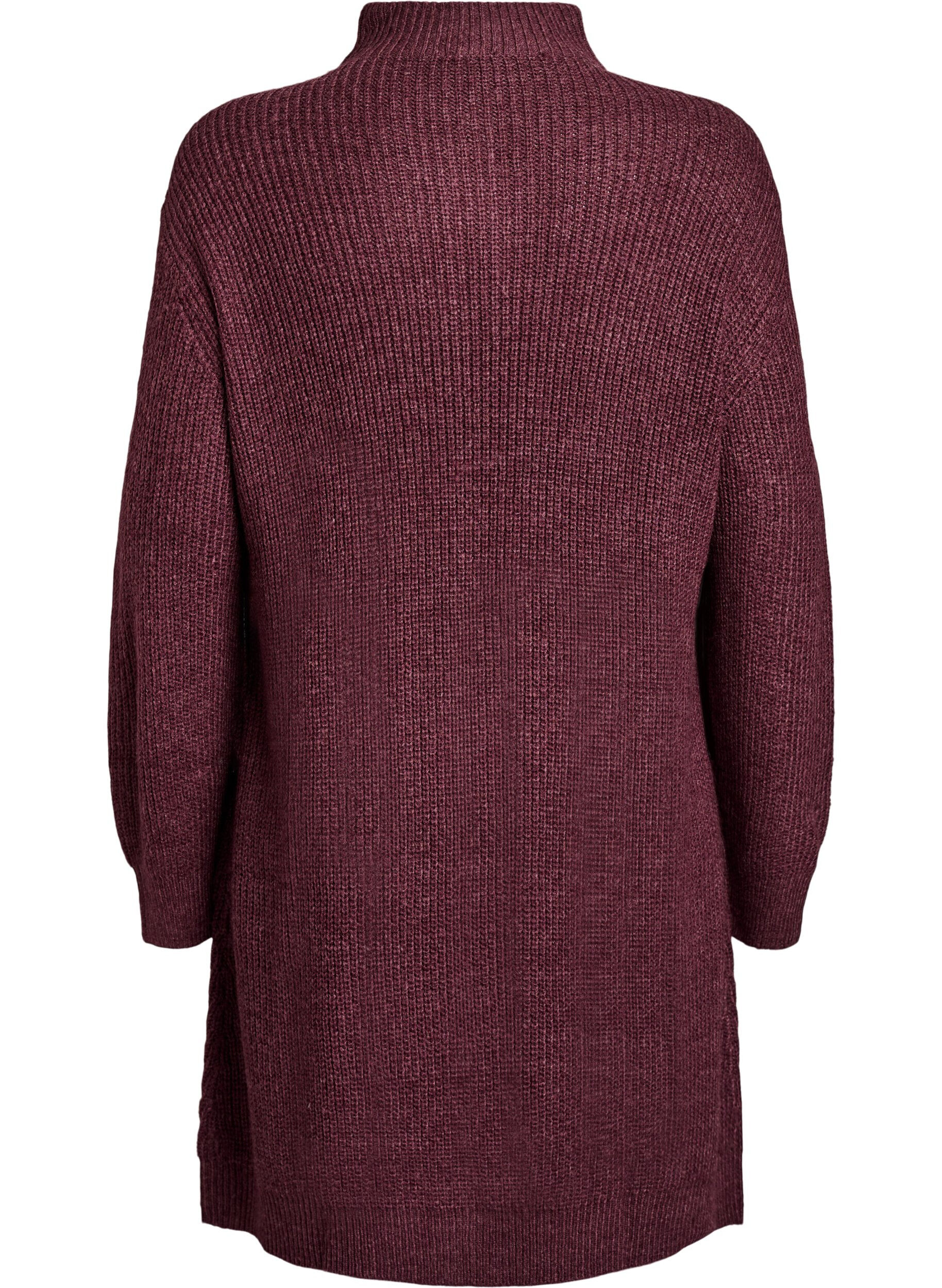 Zizzi FLASH - Robe courte en maille avec col montant, Bordeaux, Packshot image number 1