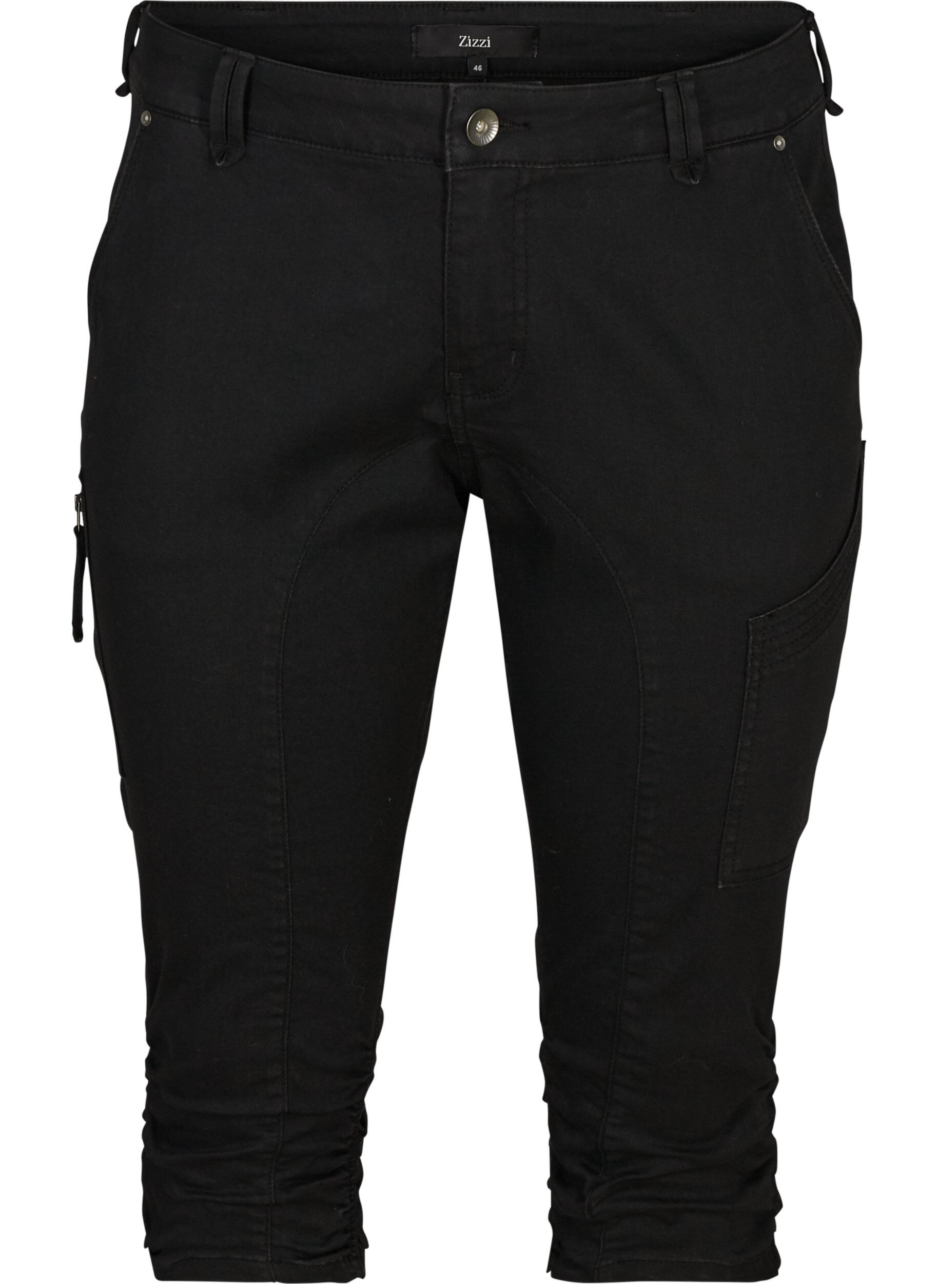 Zizzi Jean capri coupe slim avec poches, Noir, Packshot image number 0