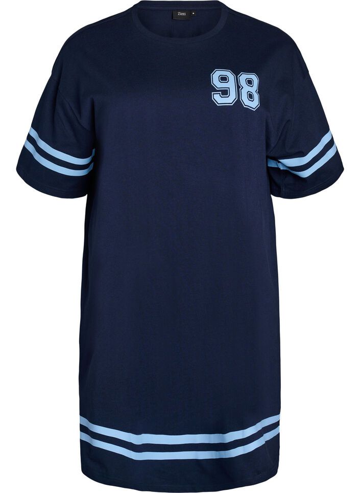 Robe T-shirt courte avec d&eacute;tails sport, Bleu, Packshot image number 0