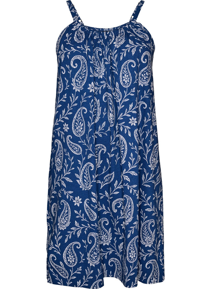 Robe &agrave; bretelles midi en coton bio, Bleu, Packshot image number 0