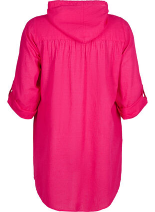 Tunique à capuche en coton et lin, Bright Rose, Packshot image number 1