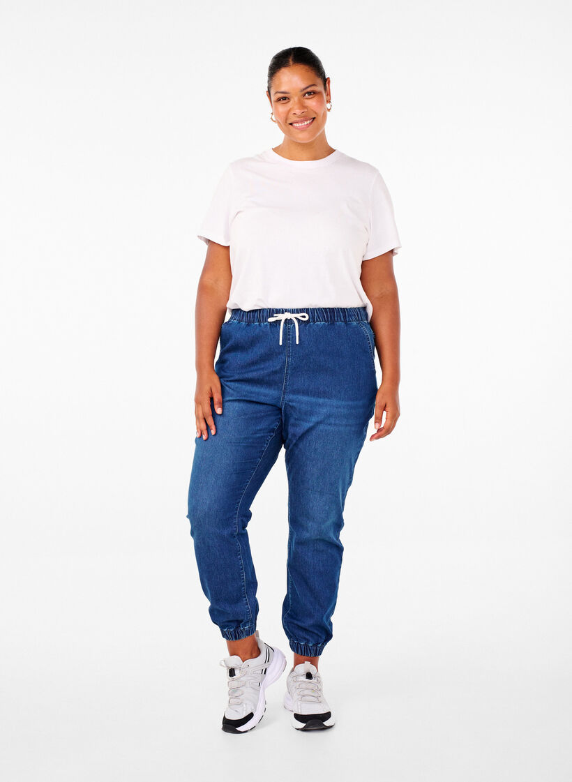 Pantalon de jogging en denim avec des poches, Bleu, Model image number 0