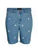 Short en jean taille haute avec broderies florales, Bleu Clair, Packshot image number 0