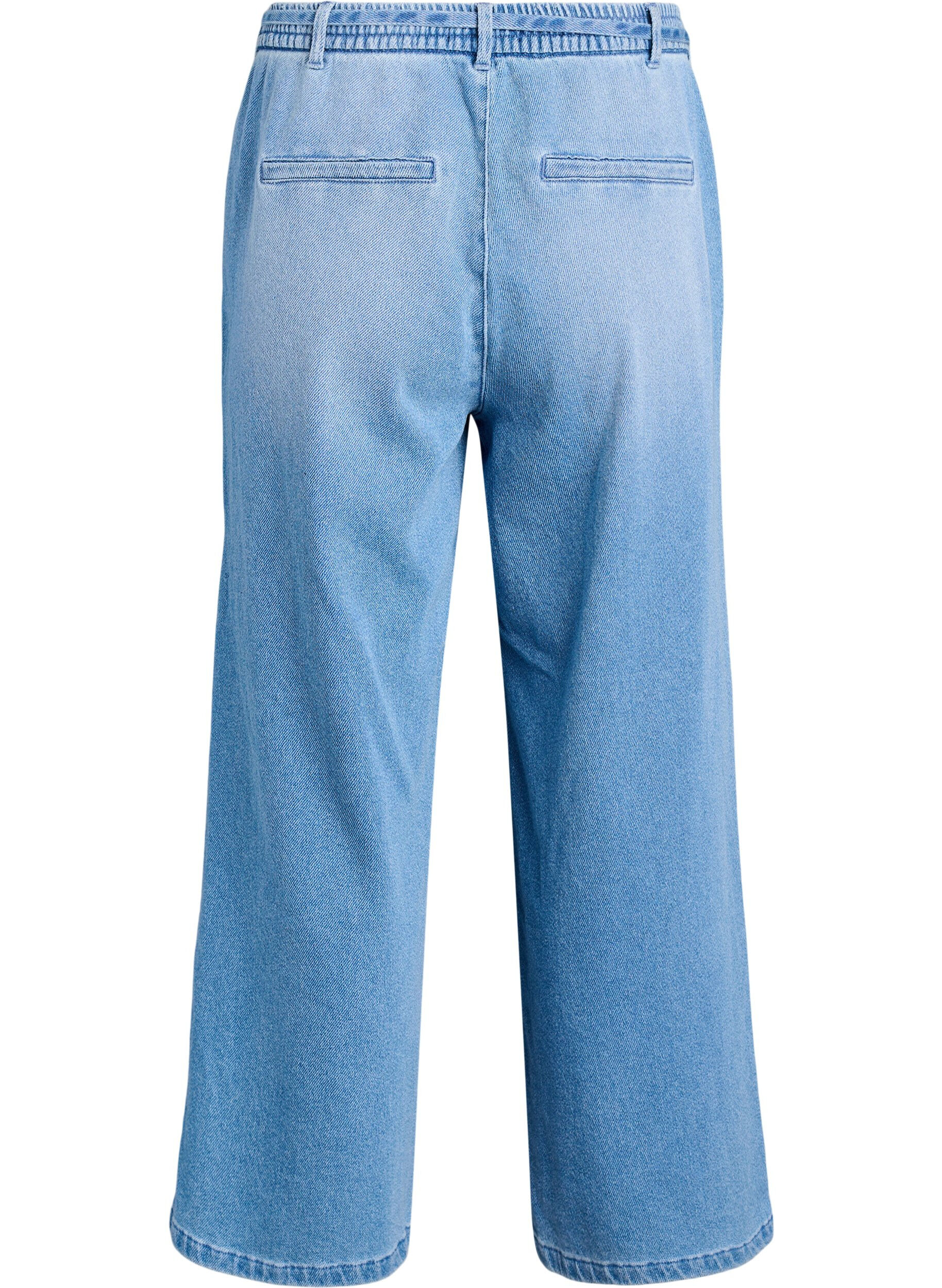 Zizzi Jean ample &agrave; ceinture &eacute;lastique et cordon de serrage, Bleu Clair, Packshot image number 1