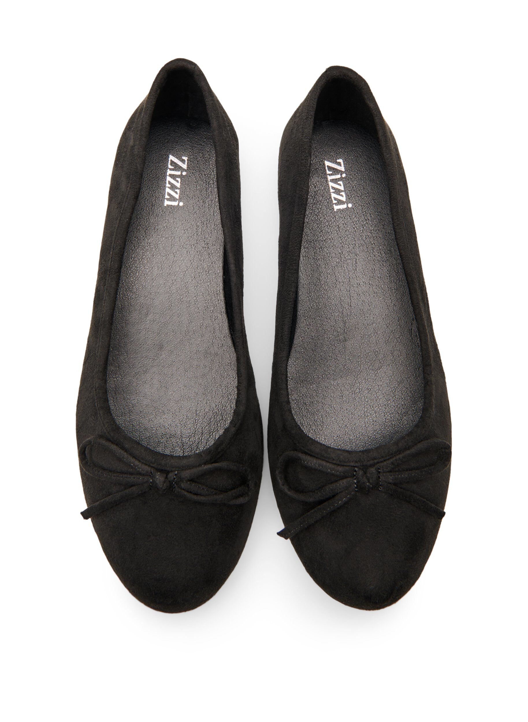 Zizzi Large - Ballerines en su&eacute;dine &agrave; n&oelig;ud, Noir, Packshot image number 2