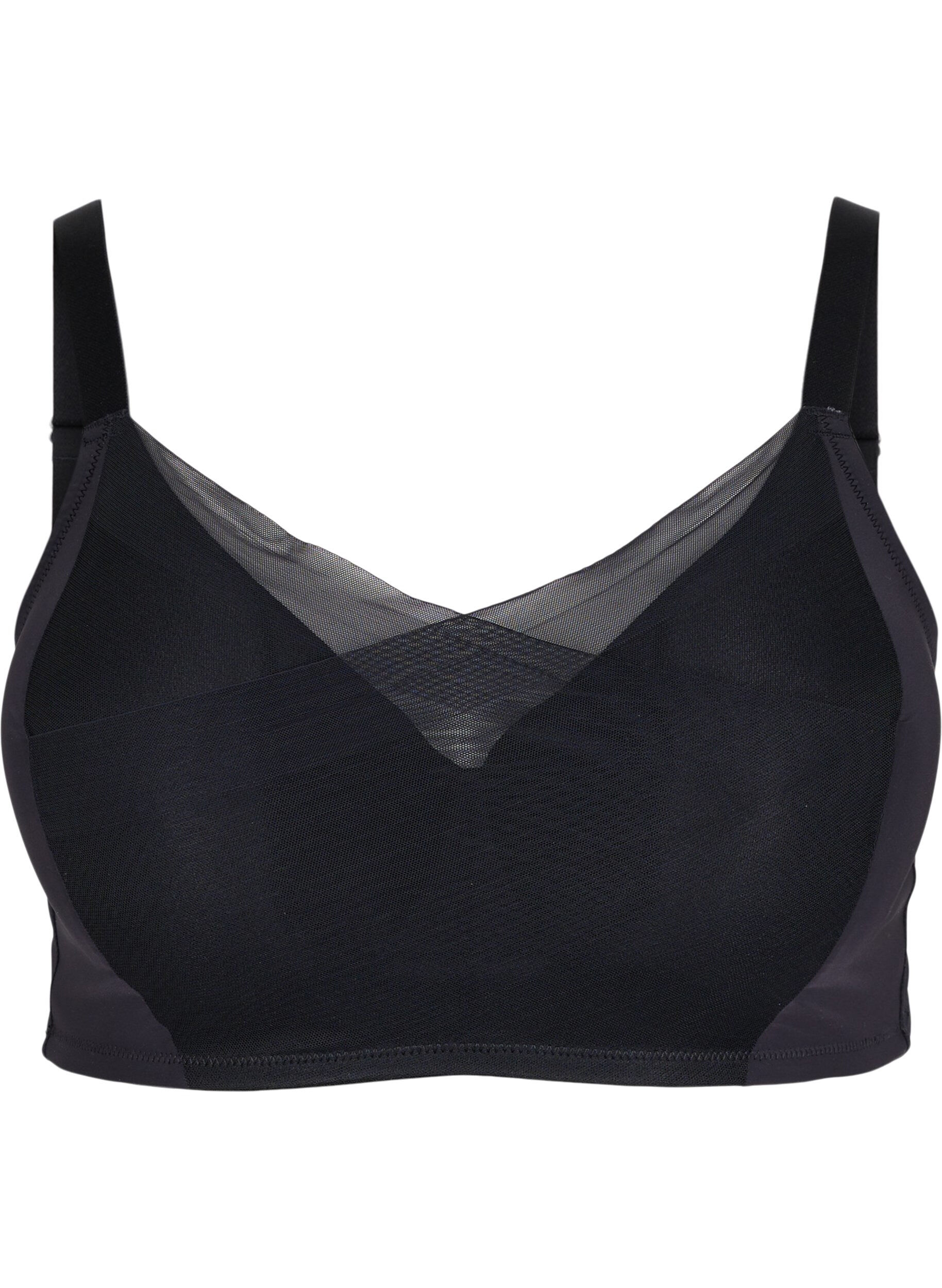 Zizzi Soutien-gorge avec maille et bonnets rembourr&eacute;s, Black, Packshot image number 0