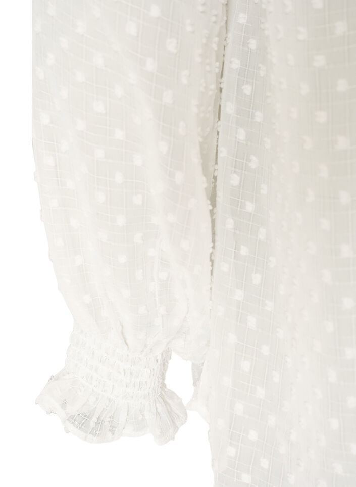 Chemisier avec empi&egrave;cement en dentelle et motif &agrave; pois, Vanille, Packshot image number 3