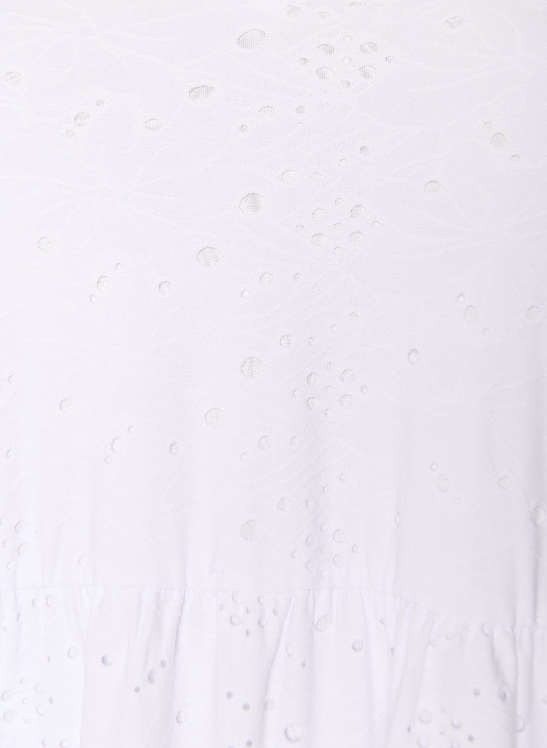 Zizzi Robe en broderie anglaise avec col en V et manches mi-longues, Blanc, Packshot image number 2