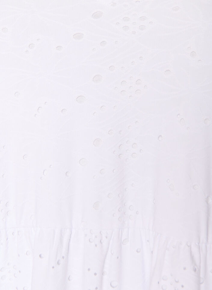 Robe en broderie anglaise avec col en V et manches mi-longues, Blanc, Packshot image number 2