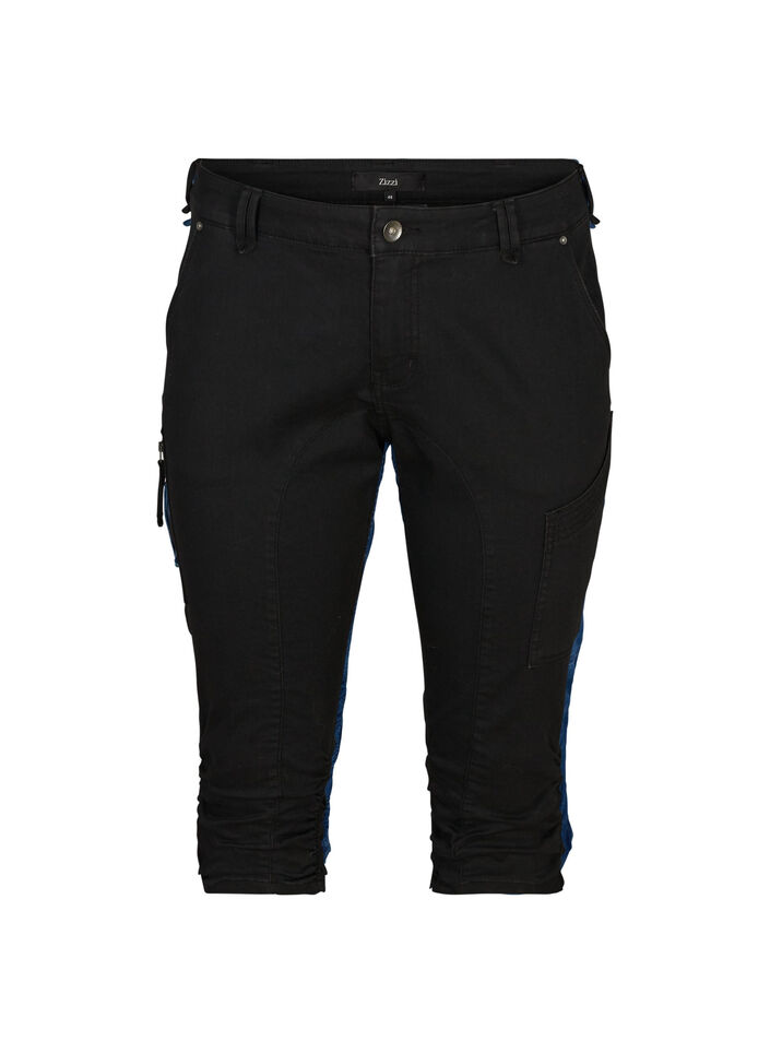 Pantacourt jean slim avec poches, Noir, Packshot image number 0