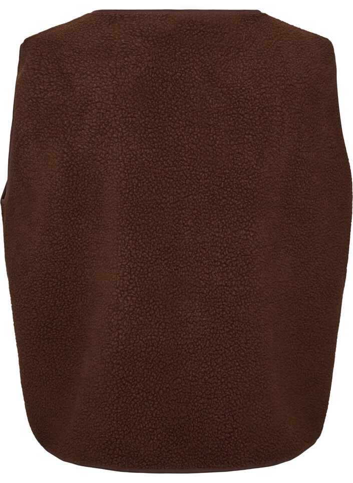 Gilet teddy avec boutons et poches, Marron, Packshot image number 1