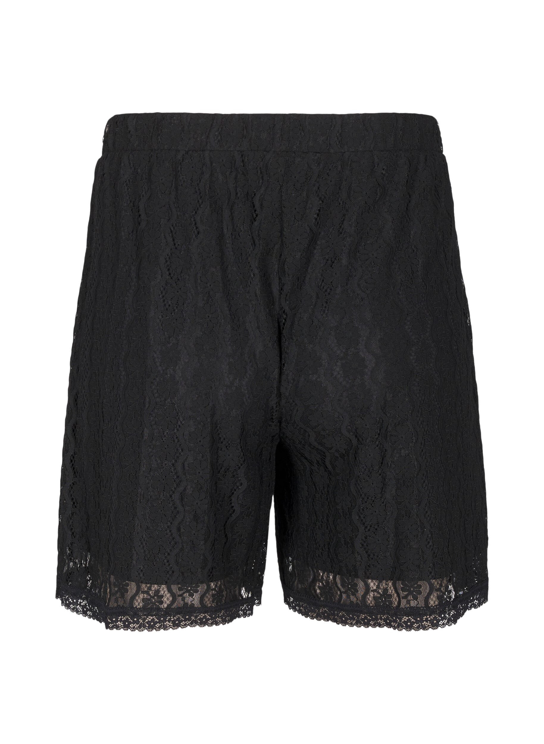 Zizzi Shorts en dentelle &agrave; taille haute, Noir, Packshot image number 1