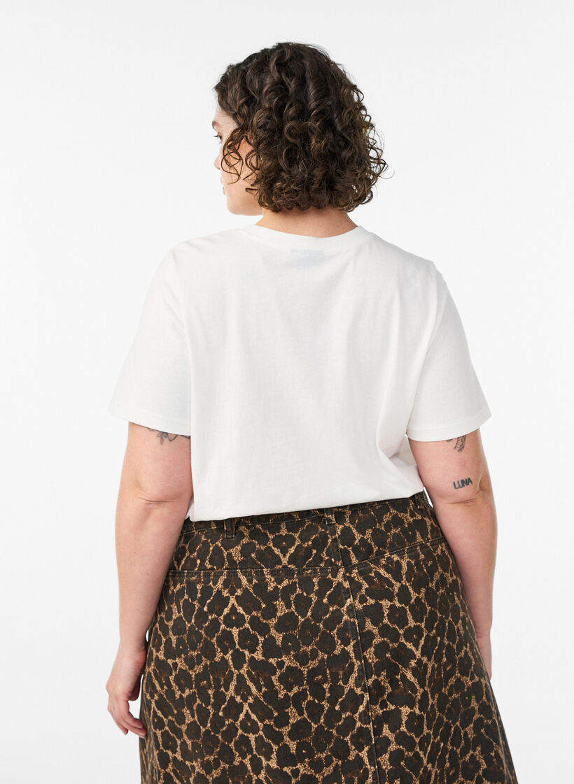 T-shirt en coton avec imprim&eacute;, Blanc, Model image number 2
