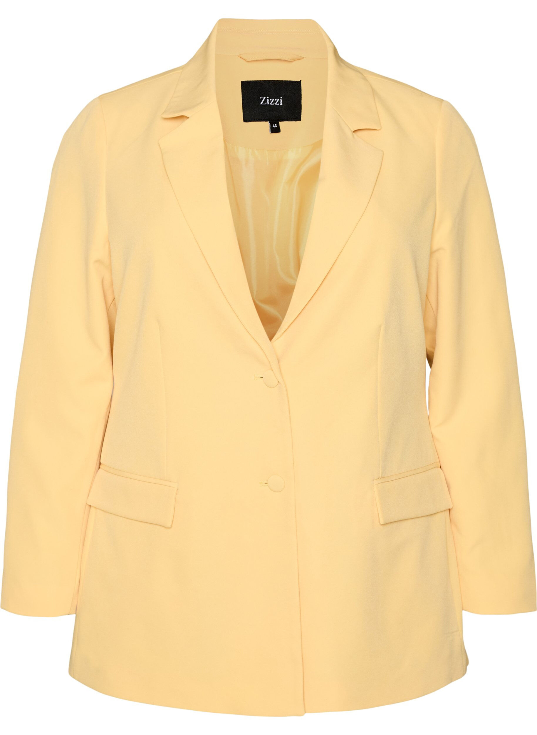 Zizzi Blazer classique avec fermeture &agrave; boutons, Jaune clair, Packshot image number 0