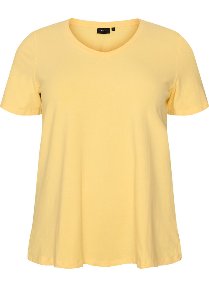 T-shirt en coton uni basique, Jaune, Packshot image number 0