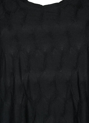 FLASH - Robe avec texture et manches 3/4, Black, Packshot image number 2