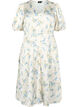 Robe en satin floral avec manches bouffantes, Off White Blue Fl., Packshot image number 0