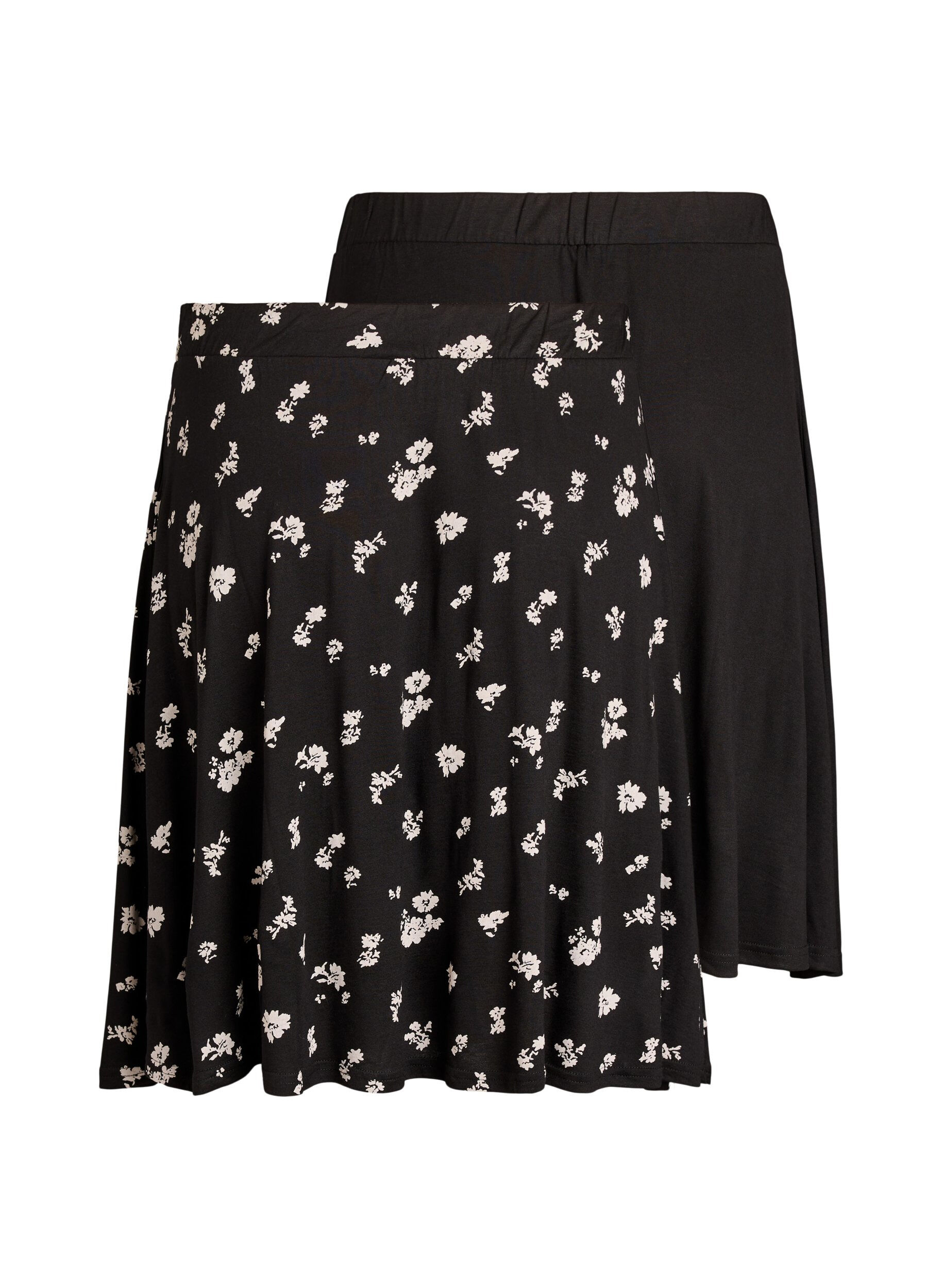Zizzi2-pack jupes patineuse en viscose, Noir, Packshot image number 1