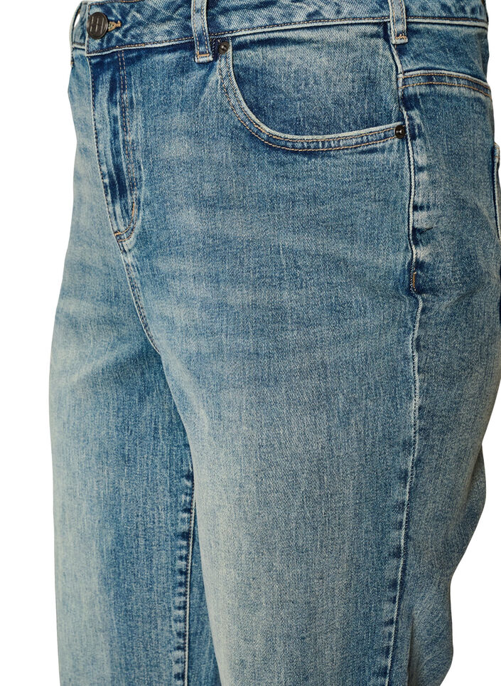 Jean Kiana coupe droite &agrave; l'effet l&eacute;g&egrave;rement us&eacute;, Bleu, Packshot image number 2