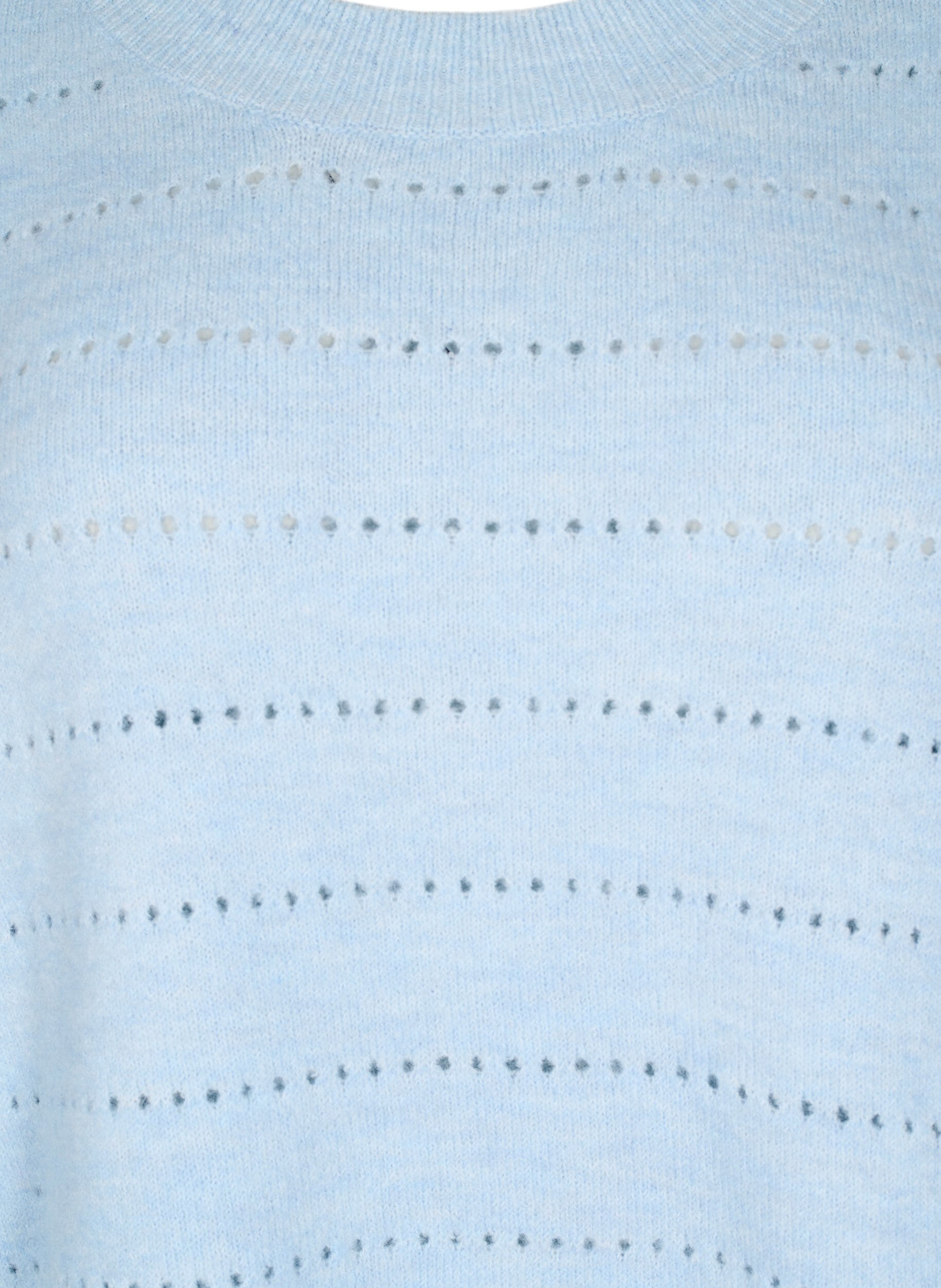 Zizzi Chemisier en maille avec col rond et motif en dentelle, Cashmere Blue Mel., Packshot image number 2