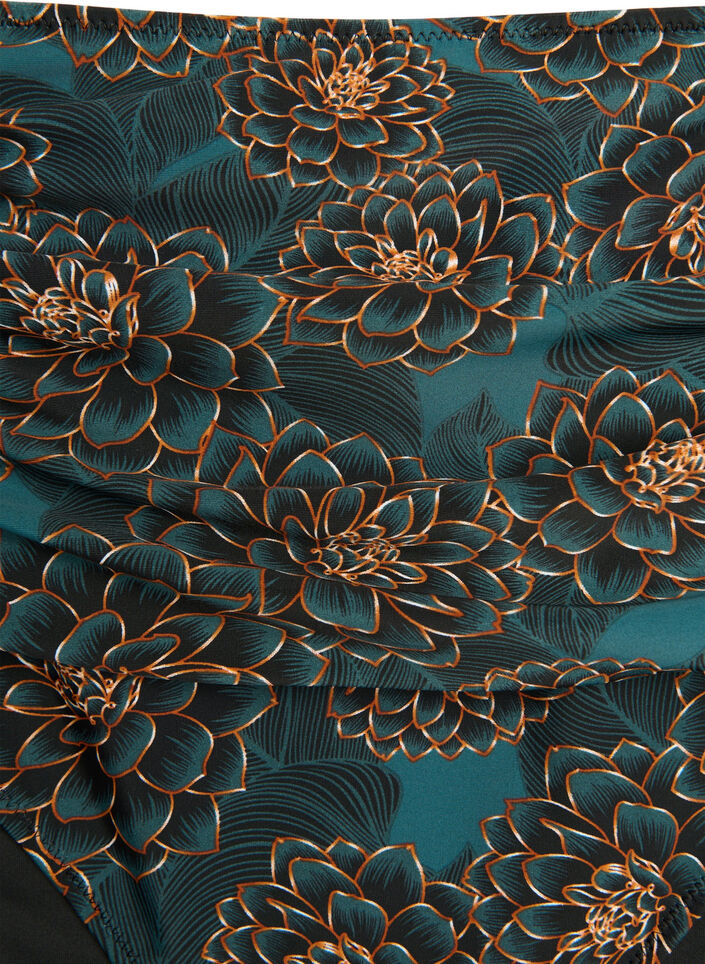 Culotte de bikini imprim&eacute;e et taille haute, Bleu p&eacute;trole, Packshot image number 2