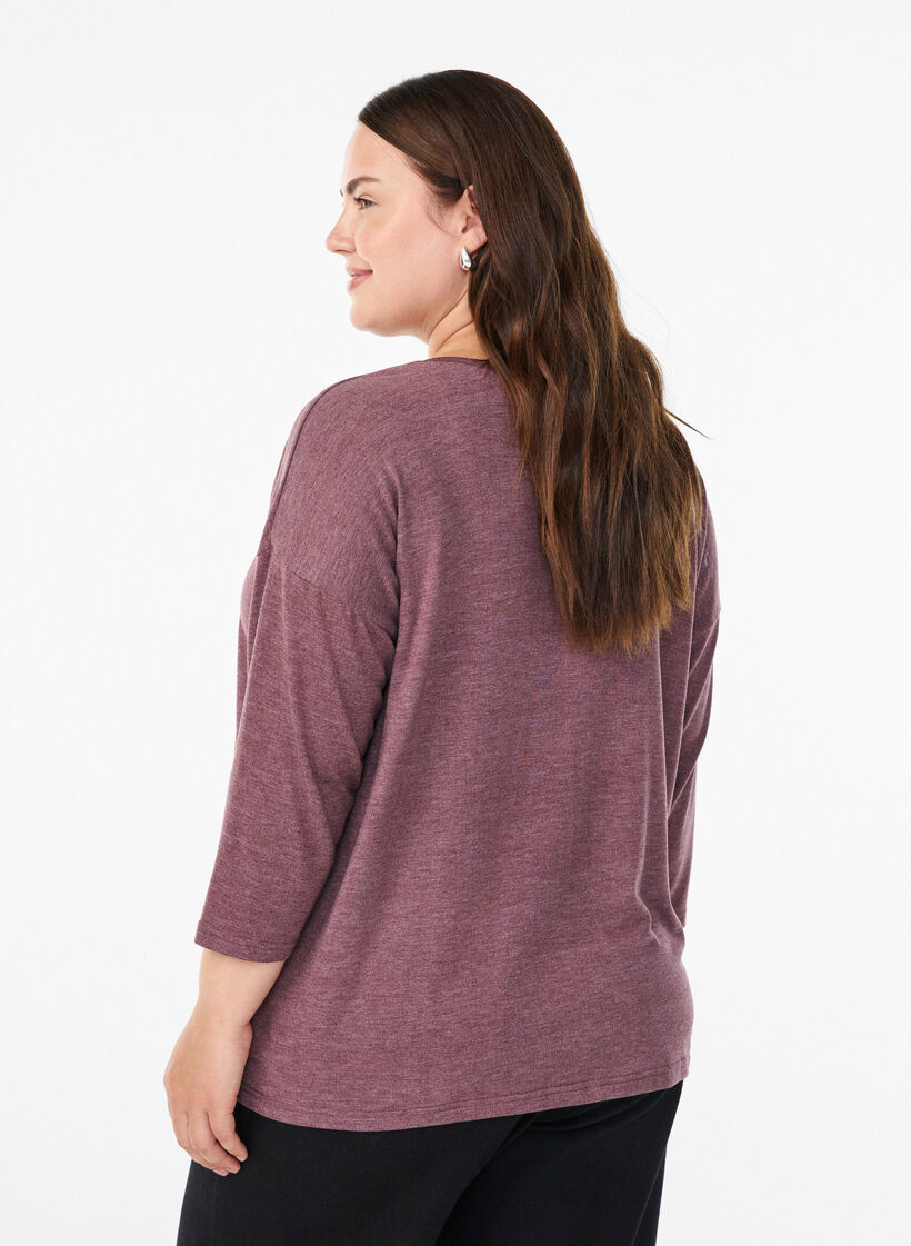 Blouse en jersey avec manches 3/4, Bordeaux, Model image number 2