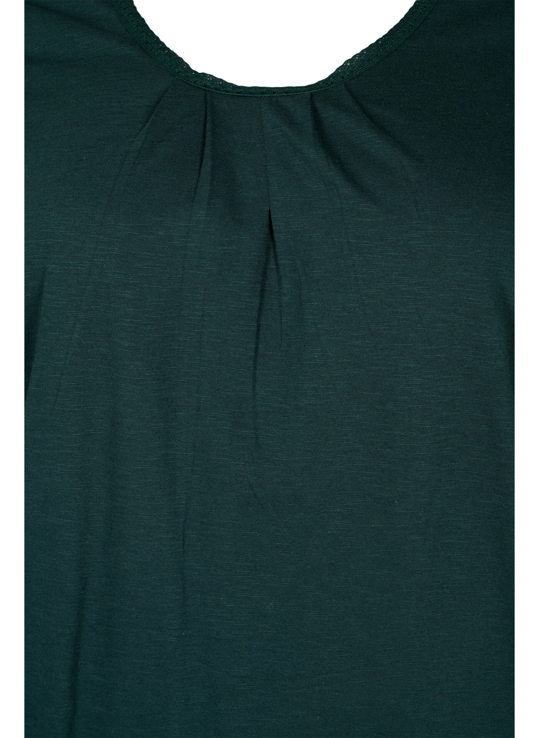 Zizzi Blouse en coton &agrave; manches 3/4, Scarab, Packshot image number 2