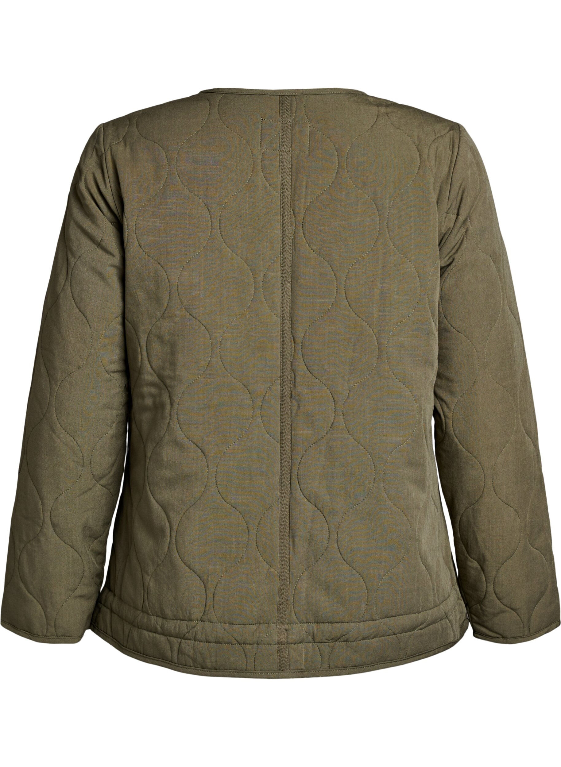 Zizzi Veste matelass&eacute;e avec boutons et poches, Vert fonc&eacute;, Packshot image number 1