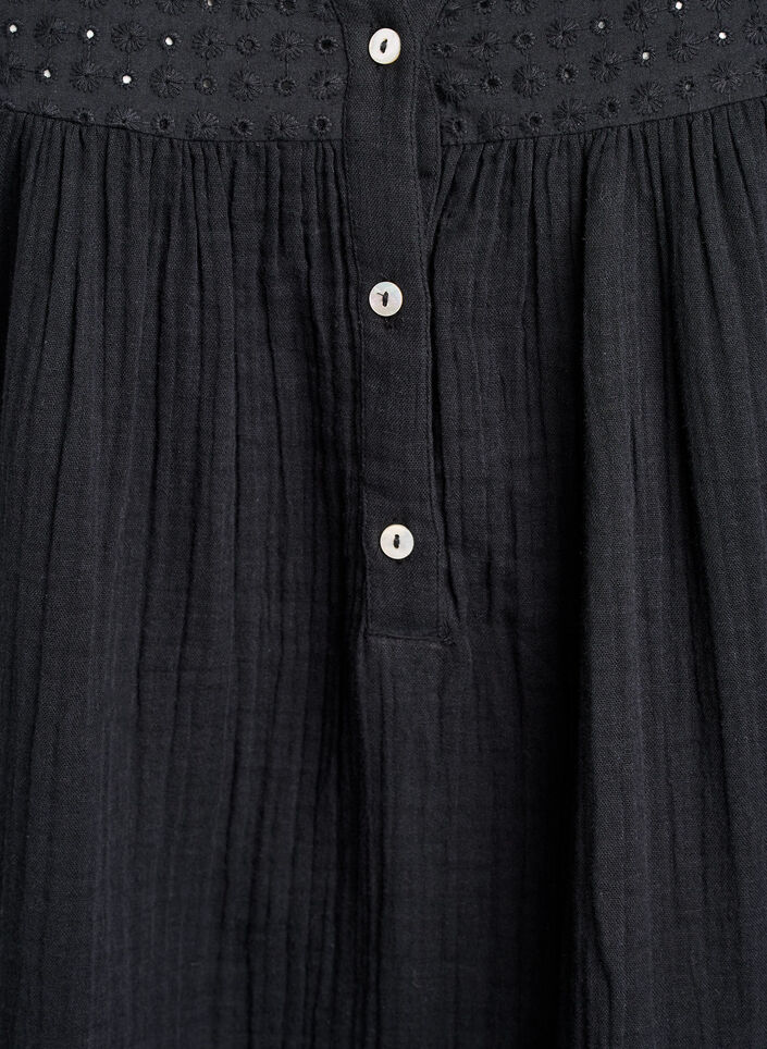 Blouse en mousseline de coton avec broderie anglaise, Noir, Packshot image number 2