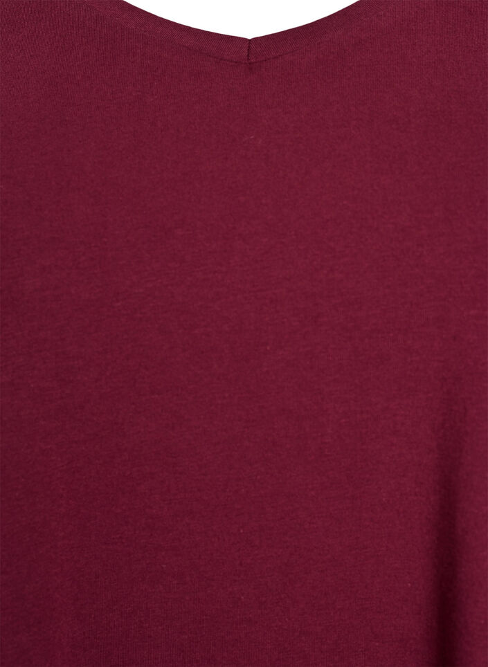 T-shirt basique en coton de couleur unie, Bordeaux fonc&eacute;, Packshot image number 2