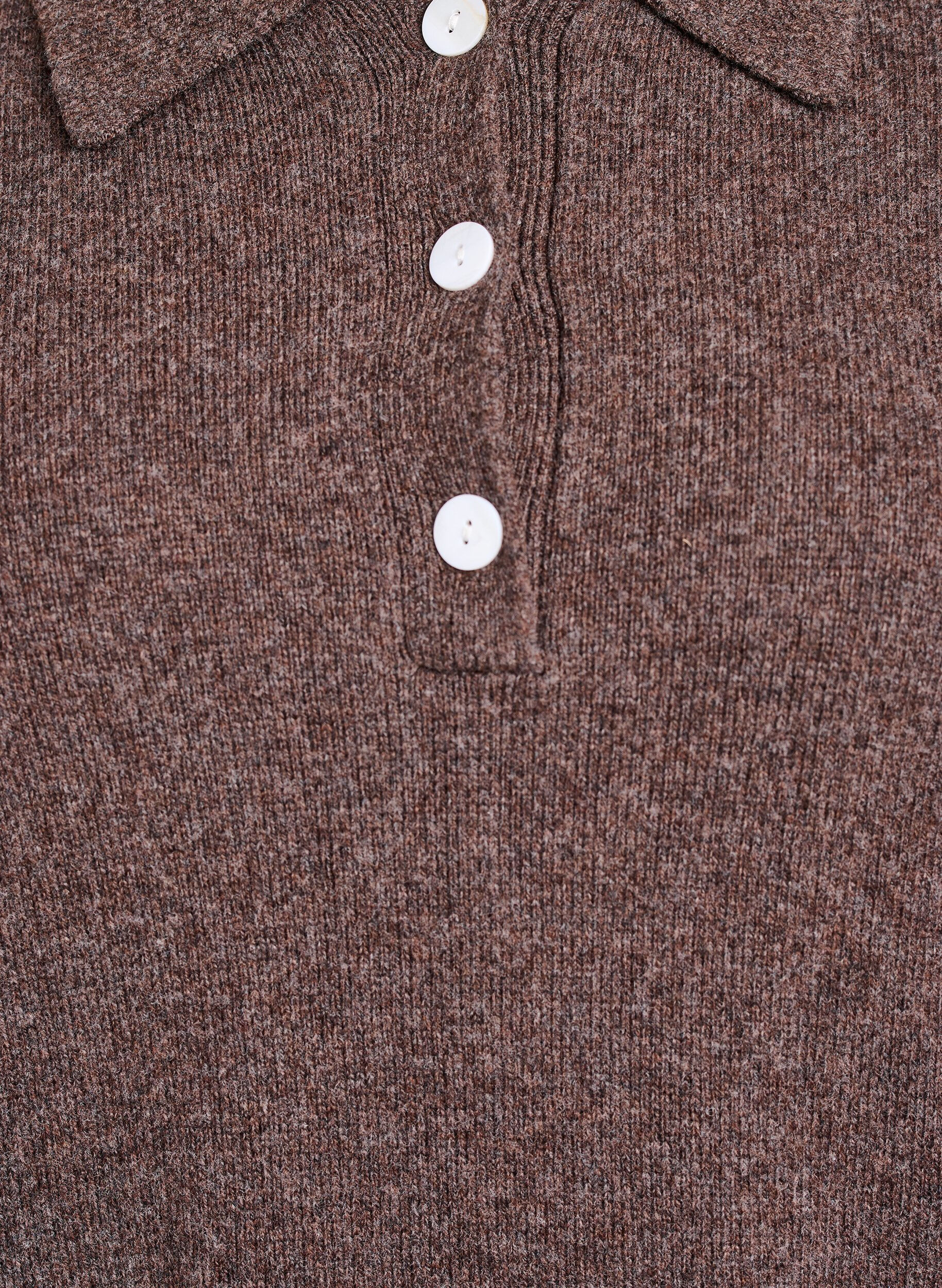 Zizzi Pull en doux m&eacute;lange de laine m&eacute;rinos avec col polo., Marron, Packshot image number 2