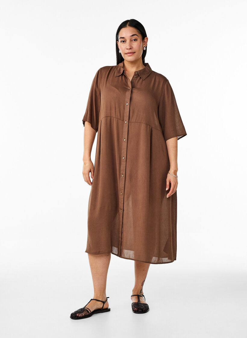 Robe chemise mi-longue à manches courtes, Rain Drum, Model image number 2
