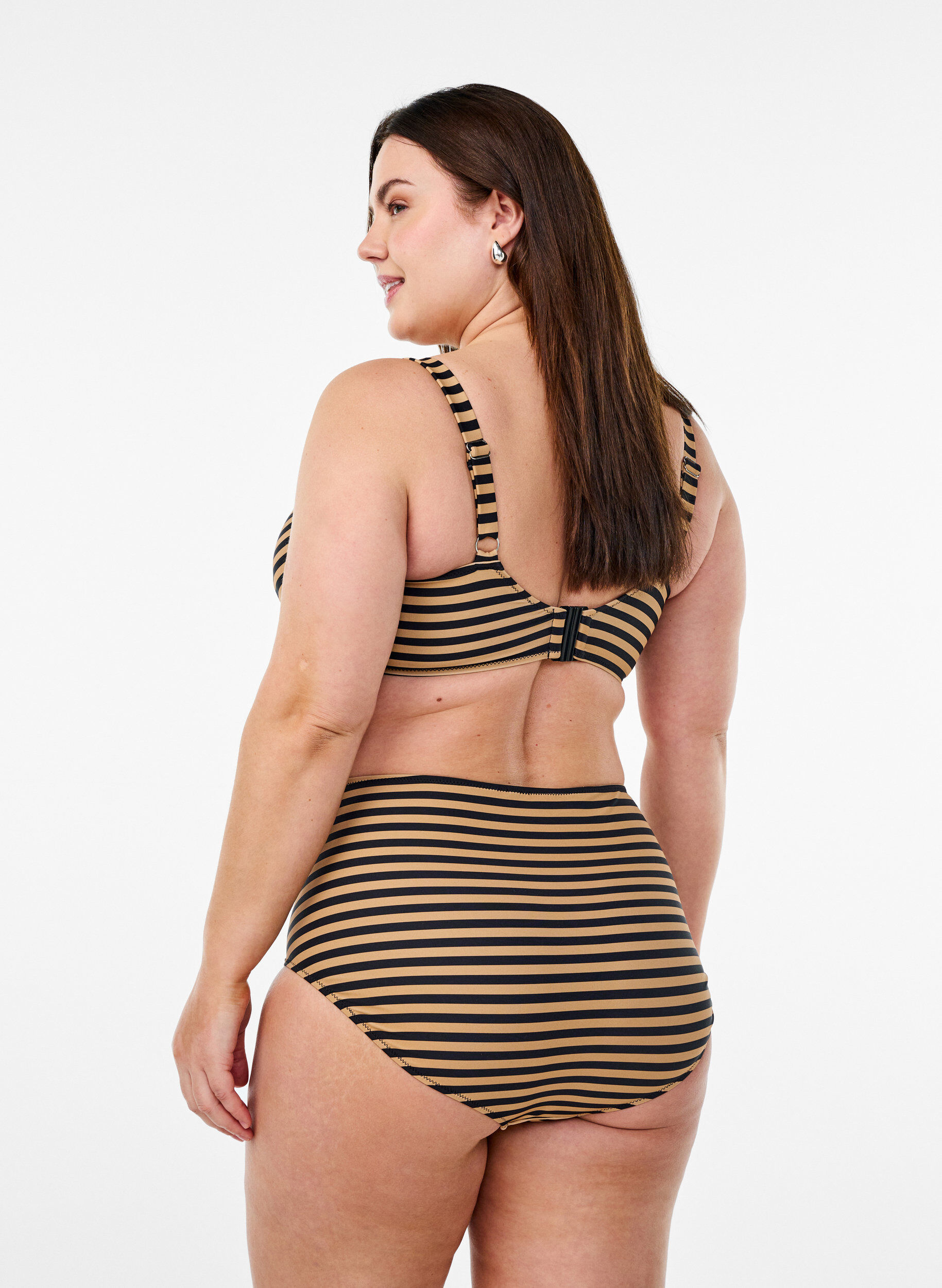 Zizzi Culotte de bikini taille haute &agrave; motif, Camel, Model image number 1