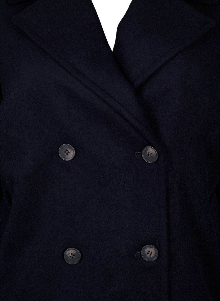 Manteau court à boutonnage croisé, Bleu, Packshot image number 2