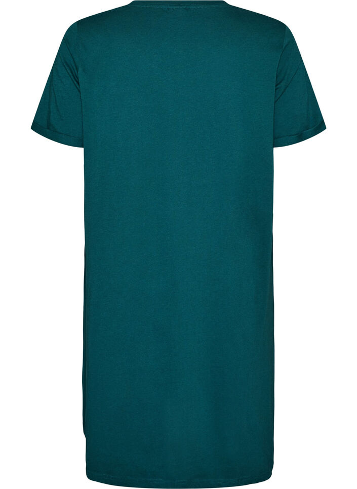 Chemise de nuit &agrave; manches courtes en coton biologique, Vert fonc&eacute;, Packshot image number 1