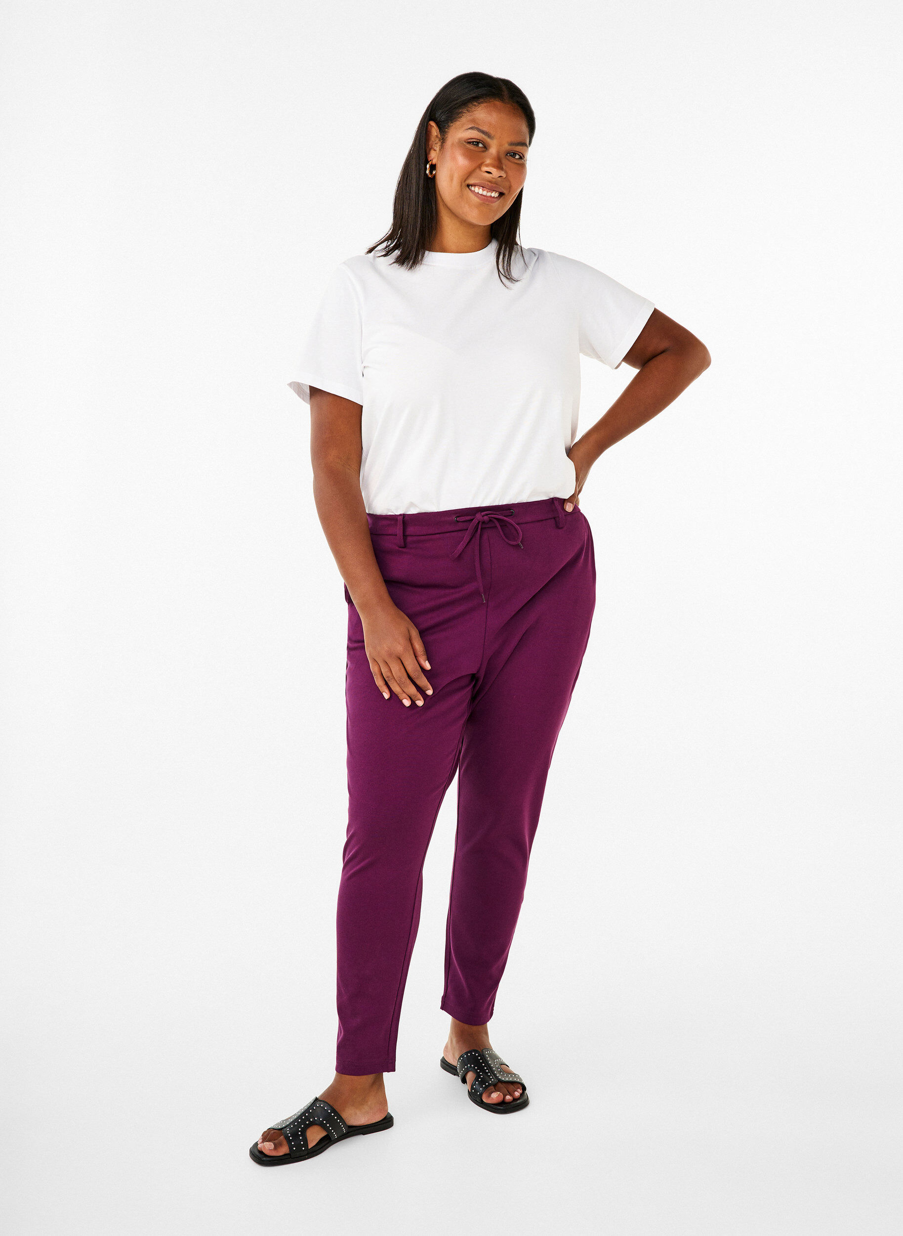 Zizzi Pantalon Maddison, Violet, Model image number 0