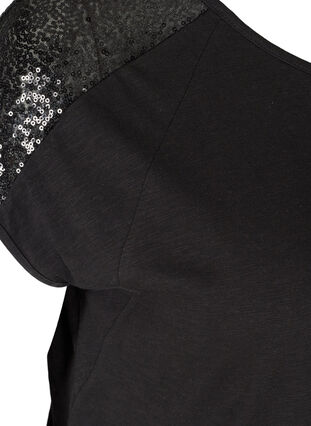 T-shirt manches courtes à sequins, Black, Packshot image number 3