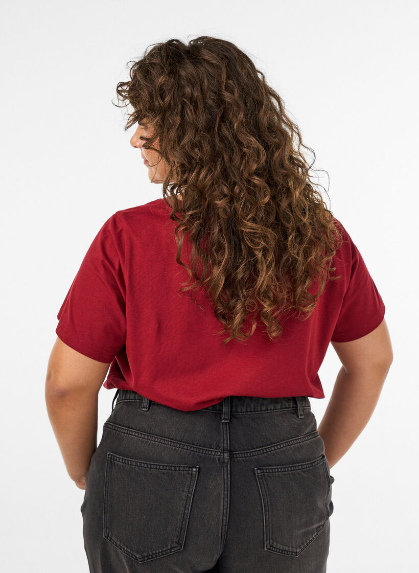 T-shirt de No&euml;l en coton bio, Rouge, Model image number 2