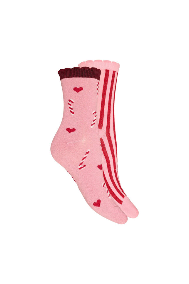 Lot de 2 paires de chaussettes de No&euml;l, Rose, Packshot image number 1