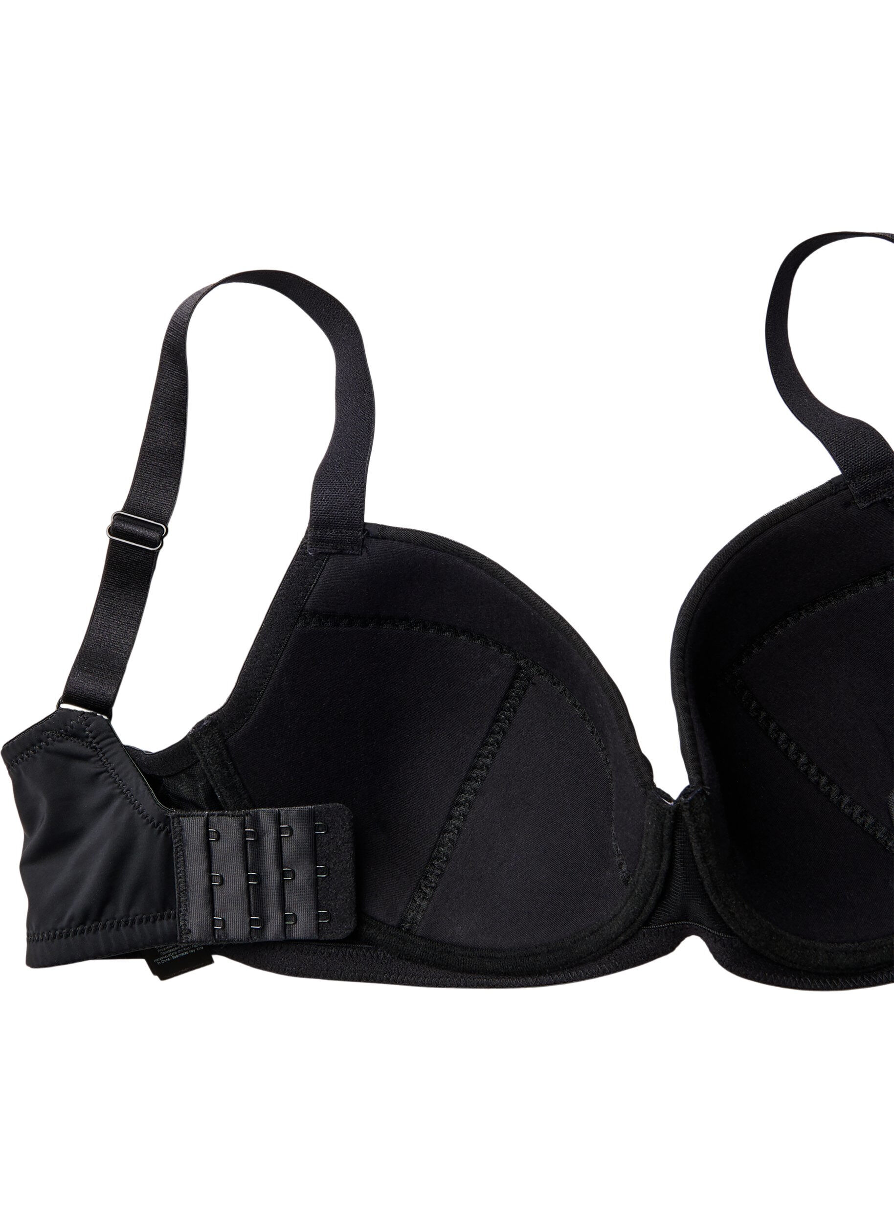 Zizzi Soutien-gorge rembourr&eacute; avec broderie florale, Noir, Packshot image number 3