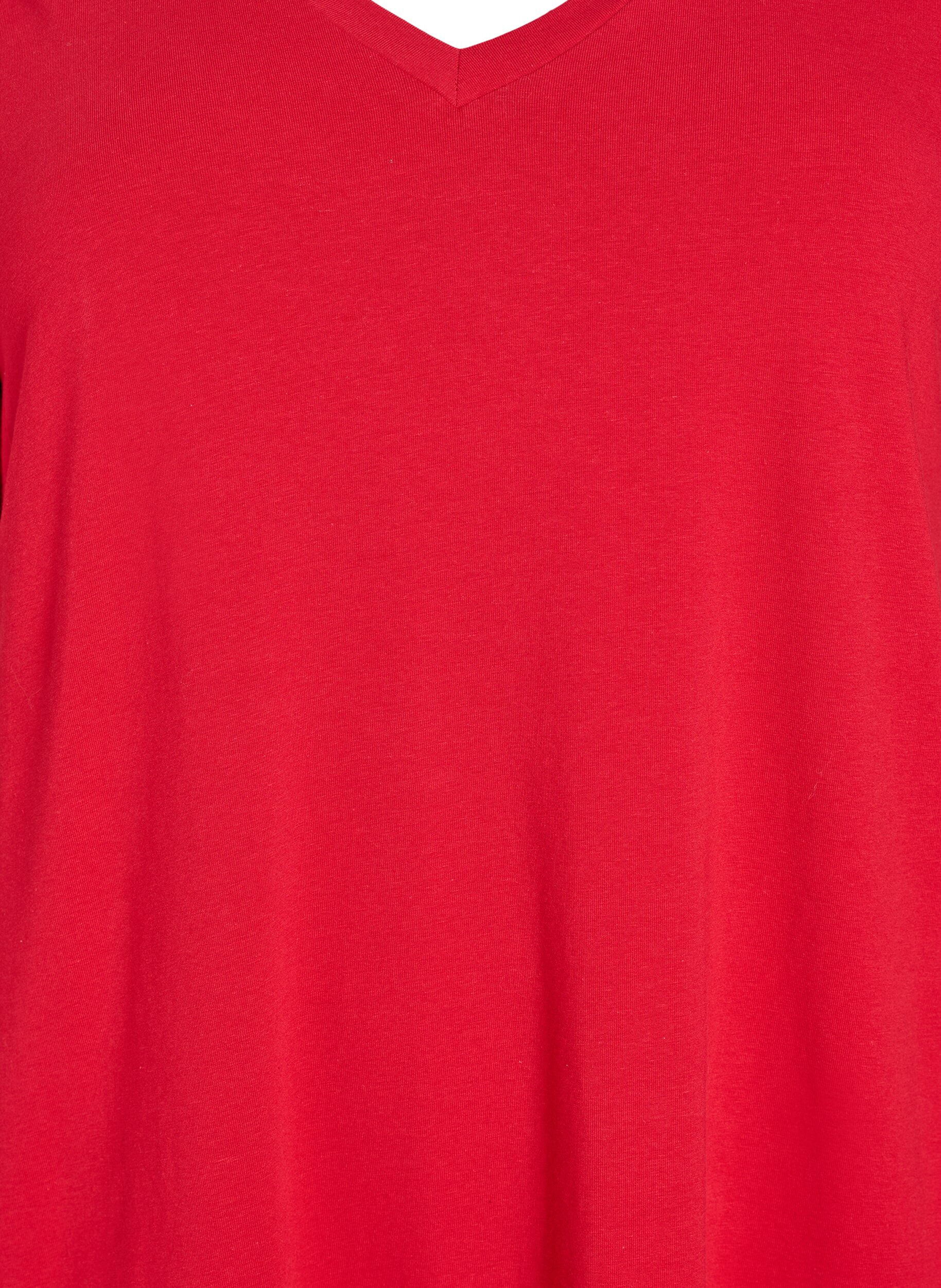 ZizziRobe T-shirt midi avec col en V, Rouge, Packshot image number 2