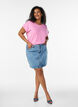 T-shirt &agrave; manches courtes en coton m&eacute;lang&eacute;, Rose, Model image number 1