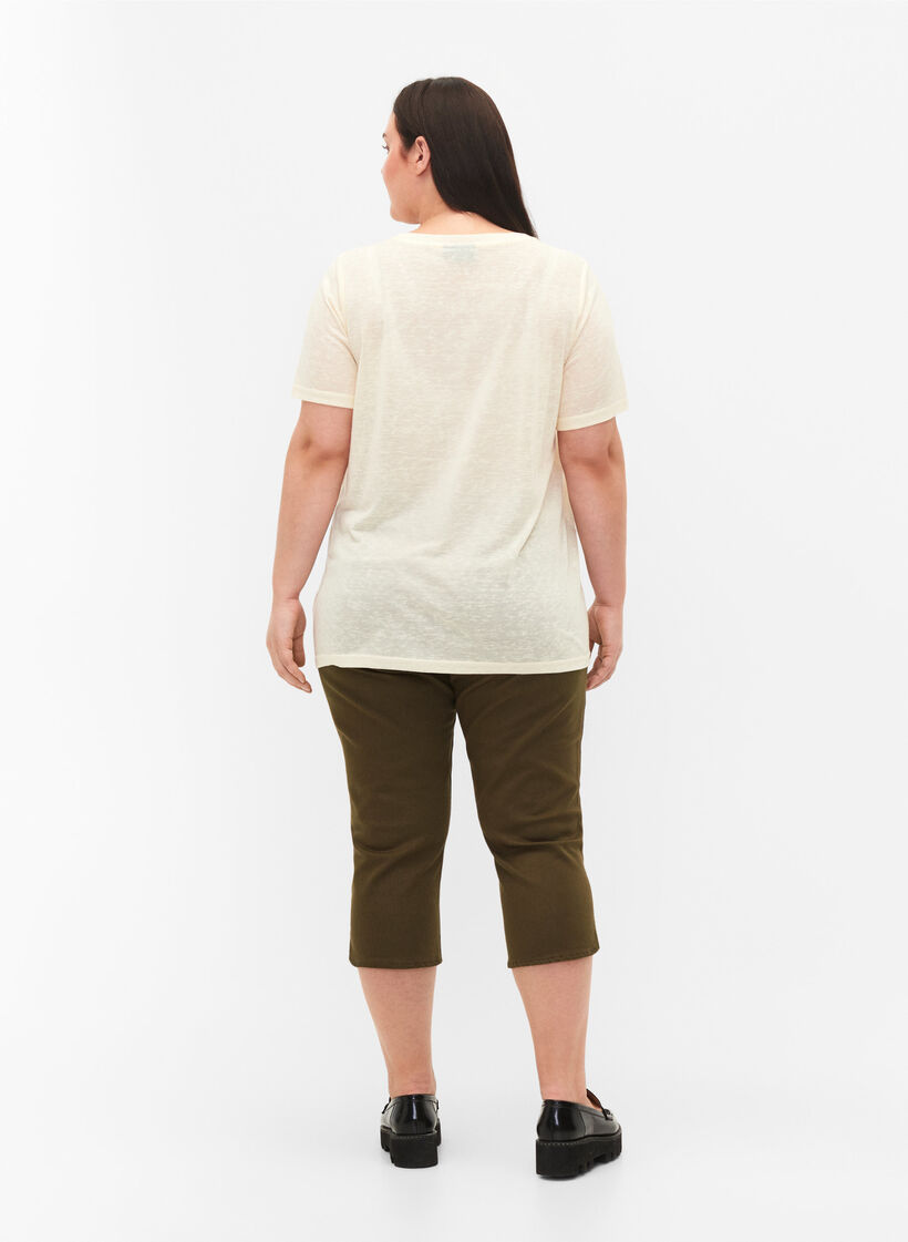 Pantacourt moulant en coton mélangé, Ivy Green, Model image number 1