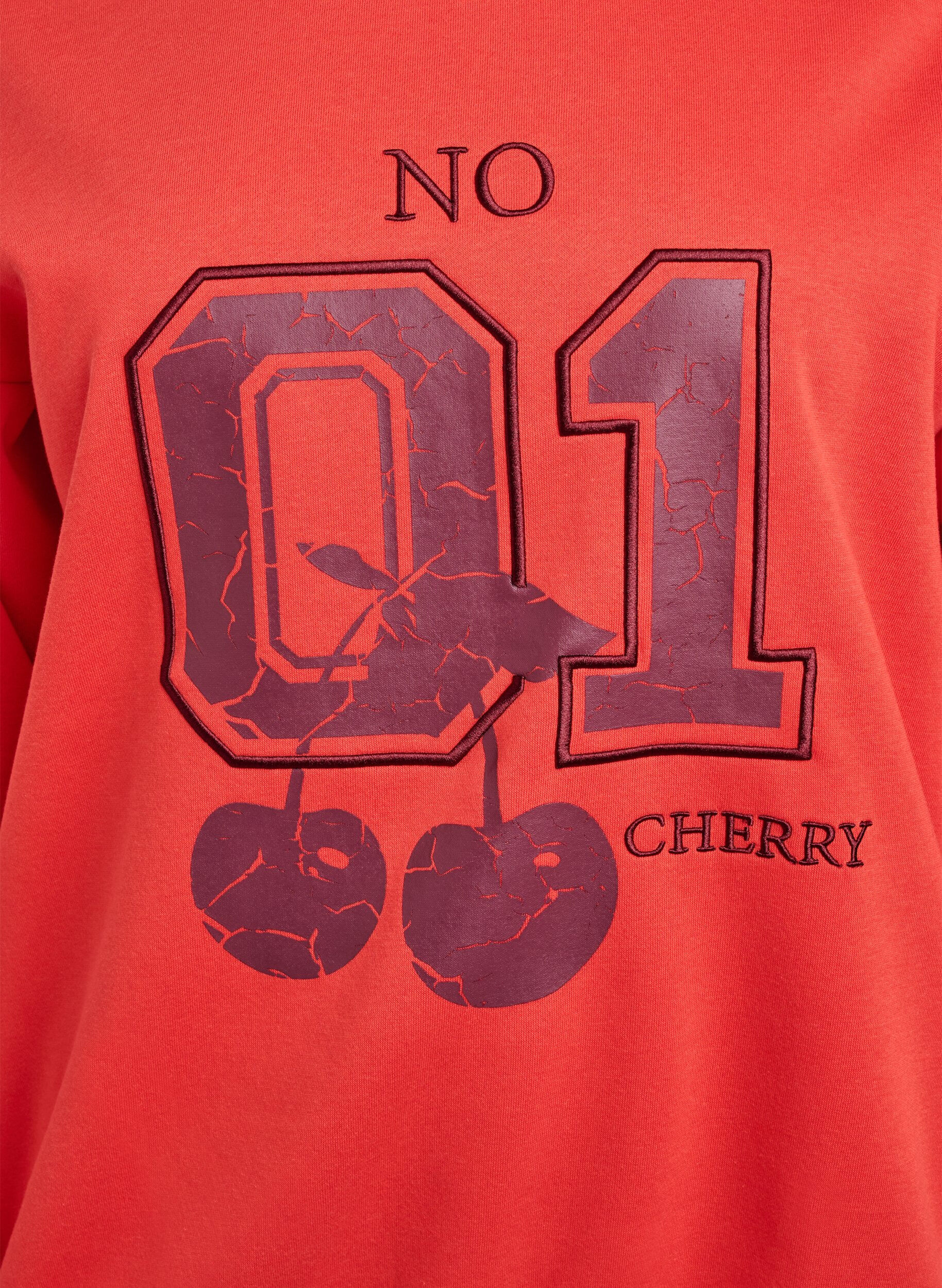 Zizzi Sweatshirt avec motif &agrave; l'avant, Rouge, Packshot image number 2