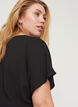 Blouse &agrave; manches courtes et encolure ronde, Noir, Model image number 3