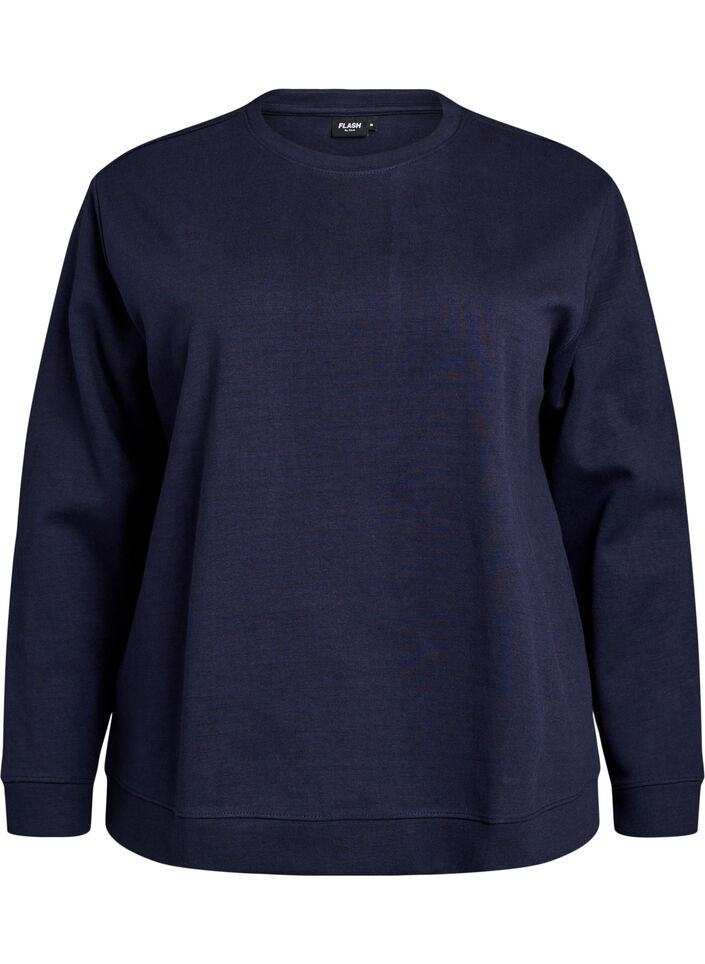 Sweat-shirt &agrave; col ras du cou, Bleu, Packshot image number 0