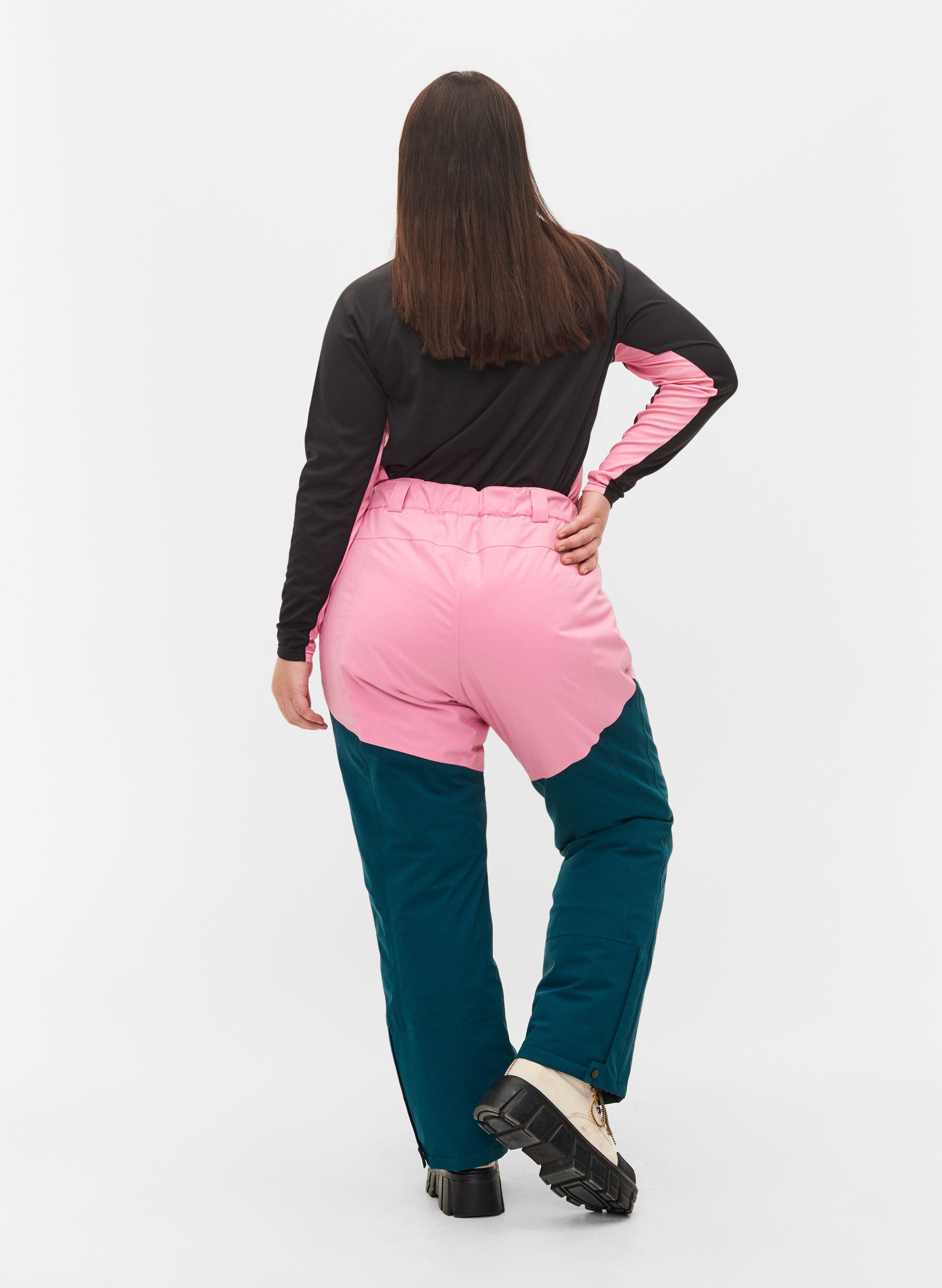 Zizzi Pantalon de ski avec poches, Sea Pink Comb, Model image number 1